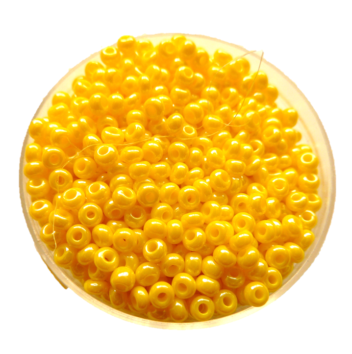 Perles rocaille jaune nacré 9-0_2.5mm