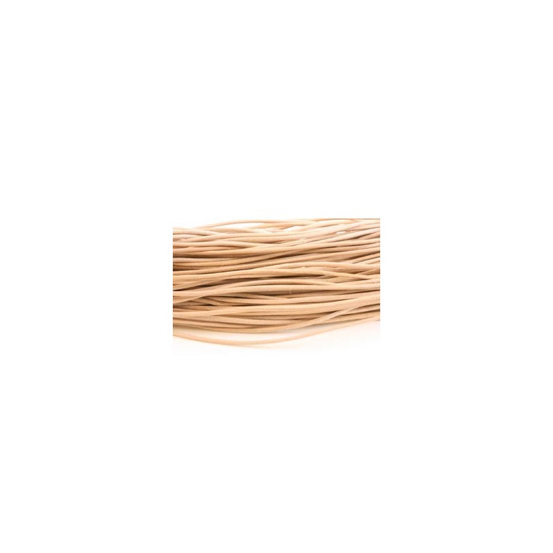 Cordon cuir rond 1mm Brun naturel